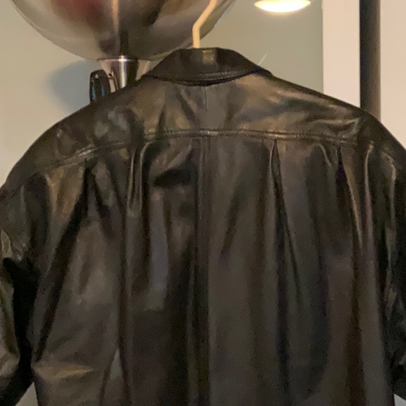 ADA Black Long Length Genuine Leather Coat - Vintage - Picture 5 of 6